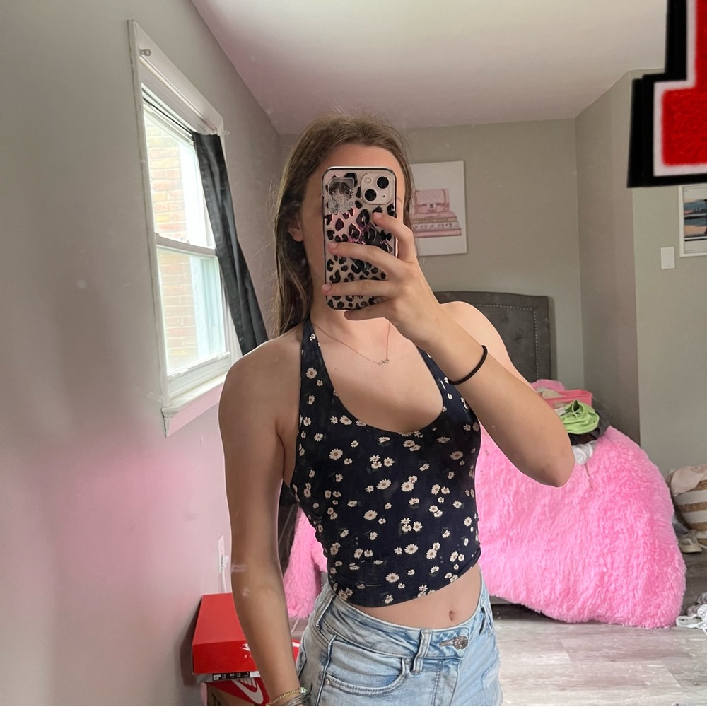 hollister floral halter tank